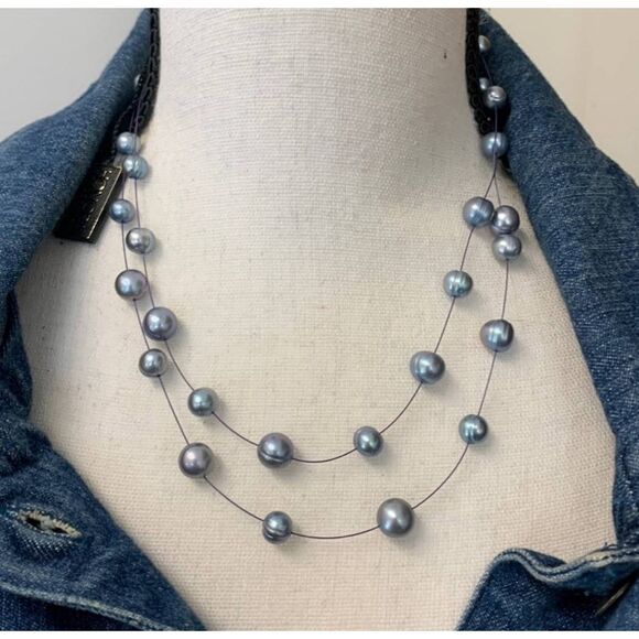 NWT Honora Collection Grey Pearl layered Necklace - Picture 1 of 7